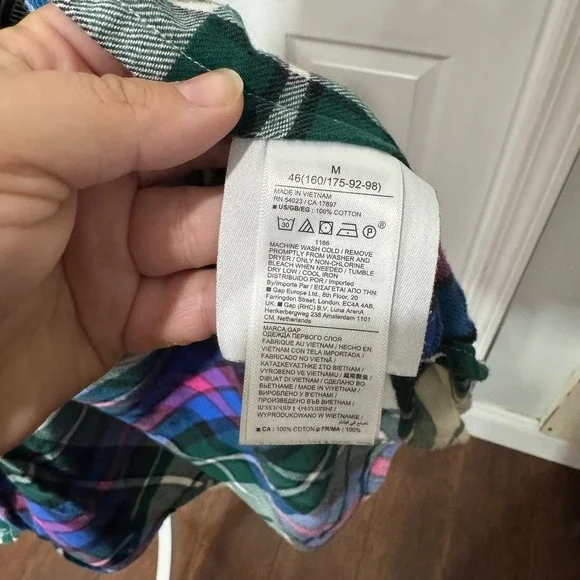 Flannel Shirt Plaid‎ Button Up Long Sleeve Green Blue Pink Casual Medium - Picture 7 of 7